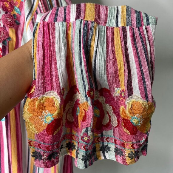 Savanna Jane Women's Multicolor Striped Embroidered Floral Bell Sleeve Tunic 1X - Picture 8 of 9